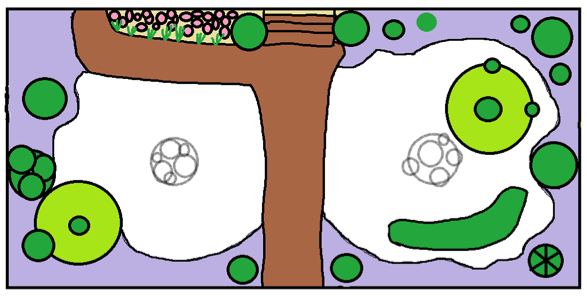 Simplified site drawing for a new Paradise Transition Garden in Livingston, MT