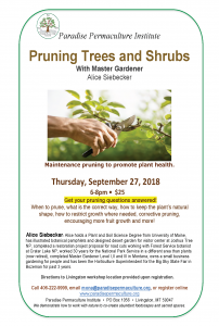 PPI Workshop Pruning Trees and Shrubs with Alice Siebecker Sept. 27, 2018 Flyer