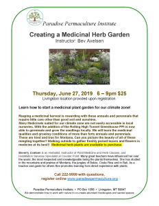 Creating a Medicinal Herb Garden with Bev Axelsen flyer